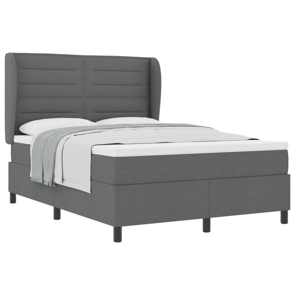 Lit à ressort vidaXL avec matelas gris foncé 140x200 cm en tissu