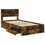 vidaXL Cadre de lit Chêne fumé 100 x 200 cm Bois d'ingénierie