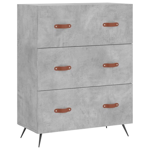 vidaXL Commode gris béton 69 5 x 34 x 90 cm bois d'ingénierie