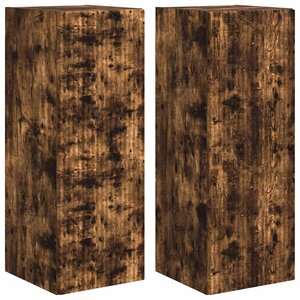 vidaXL Meuble TV mural Montage mural 2 Pièces Chêne fumé 30 x 31 x 80 cm