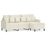 vidaXL Canapé à 3 places avec repose-pieds Crème 180 cm Velours