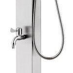 vidaXL Douche de jardin avec base gris 225 cm Acier inoxydable