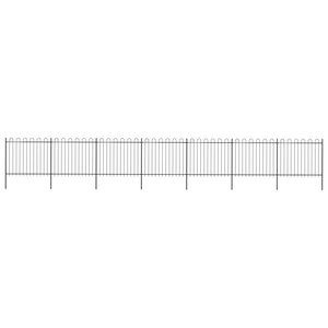 Vidaxl clôture de jardin avec dessus en cerceau acier 11 9x1 5 m noir