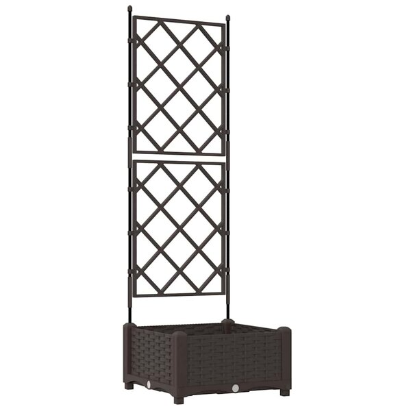 vidaXL Bac à fleurs avec Treillis Marron 40 x 40 x 125.5 cm PP