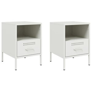 vidaXL Tables de chevet 2 Pièces blanc 36x39x50 5 cm acier