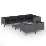 vidaXL Salon de jardin 8 Pièces avec coussins Résine tressée Gris foncé