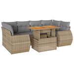 vidaXL Salon de jardin avec coussins 7 Pièces beige résine tressée