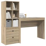 vidaXL Bureau avec tiroir avec étagère 2 Pièces Chêne Sonoma