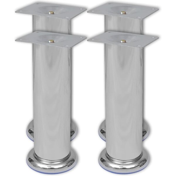 vidaXL 4 Pièces Pieds ronds de canapé Chrome 180 mm