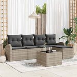 vidaXL Ensemble de canapé de jardin 6 Pièces Gris clair Poly rotin
