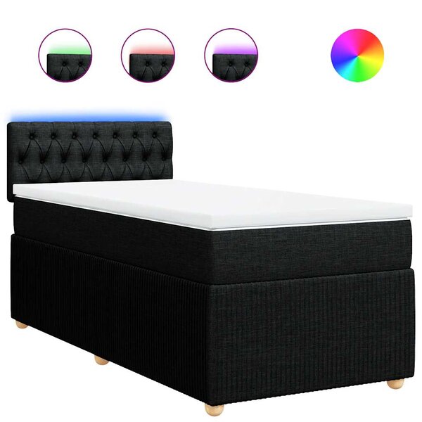 vidaXL Sommier à lattes de lit avec matelas Noir 100x200 cm Tissu