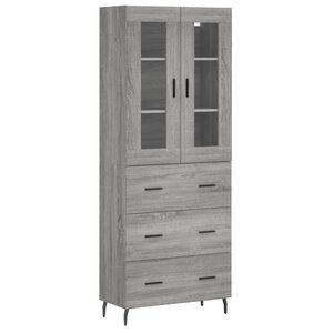 vidaXL Buffet haut Sonoma gris 69 5x34x180 cm Bois d'ingénierie