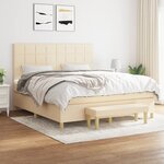 vidaXL Sommier à lattes de lit avec matelas Crème 160x200 cm Tissu