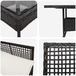 vidaXL Ensemble de salle à manger pour jardin 3 Pièces Noir Poly rotin