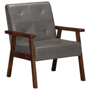 vidaXL Fauteuil gris cuir véritable