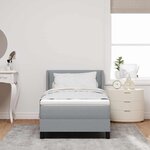 vidaXL Lit à ressorts avec matelas Gris clair 200 x 90 cm Polyester