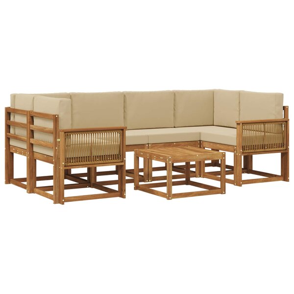 vidaXL Ensemble de canapés d'extérieur 7 Pièces Naturel et Beige