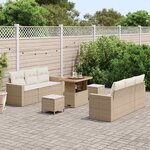 vidaXL Ensemble de canapé de jardin 9 Pièces Beige polyrotin