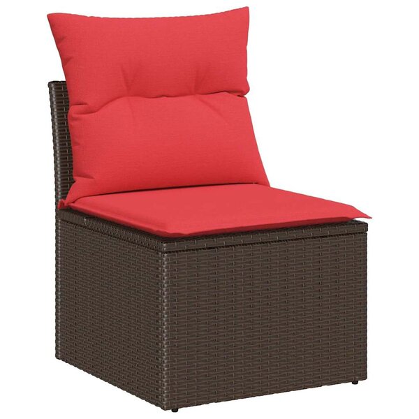 vidaXL Ensemble de Canapés avec coussin 5 Pièces Marron polyrotin