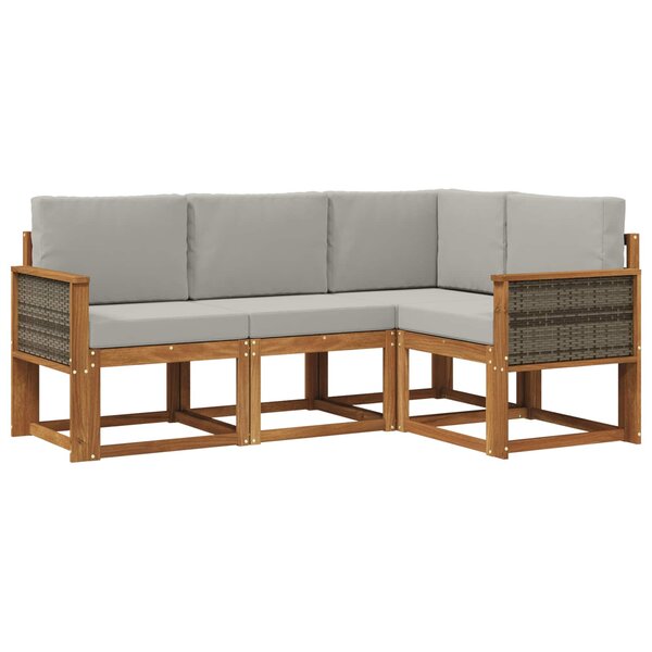 vidaXL Ensemble de canapés d'extérieur 4 pc Naturel et gris clair