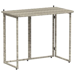 VidaXL Table de jardin pliante gris clair 90 x 51 x 75 cm polyrotin