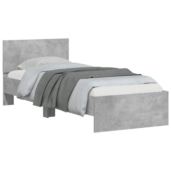 vidaXL Cadre de lit avec tête de lit Gris béton Bois d'ingénierie