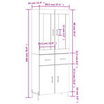 vidaXL Buffet haut Gris béton 69 5x34x180 cm Bois d'ingénierie