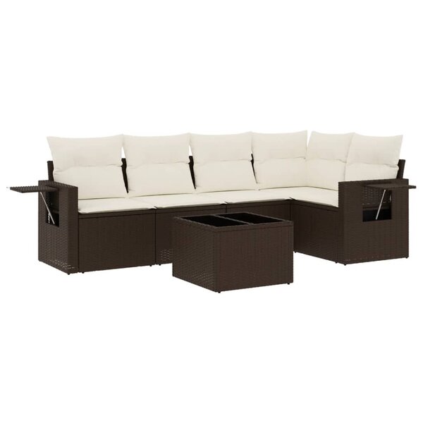vidaXL Salon de jardin avec coussins 6 Pièces marron résine tressée