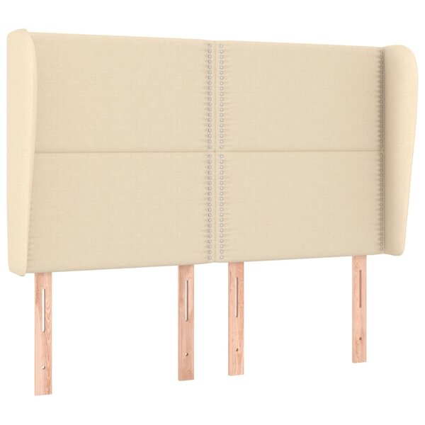 vidaXL Tête de lit avec oreilles Crème 147x23x118/128 cm Tissu