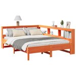 vidaXL Lit bibliothèque sans matelas cire marron 135x190 cm pin massif
