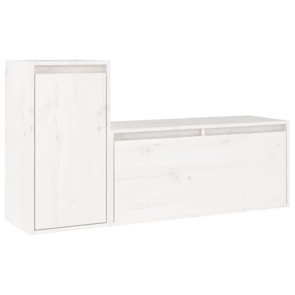 vidaXL Meubles TV 2 Pièces Blanc Bois massif de pin