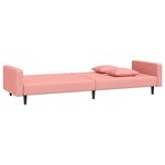 Vidaxl canapé-lit à 2 places avec deux oreillers rose velours