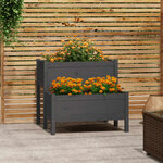 Vidaxl jardinière gris 84 5x84x75 cm bois massif de pin