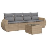 vidaXL Salon de jardin avec coussins 5 Pièces beige résine tressée