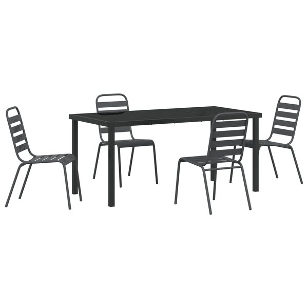 vidaXL Ensemble de salle à manger de jardin 5 pièces gris foncé en acier