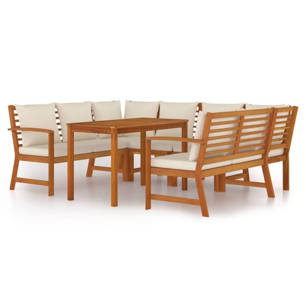 vidaXL Ensemble à manger de jardin coussins 7 Pièces Bois acacia