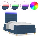 vidaXL Lit box spring avec matelas et LED bleu 120 x 190 cm en tissu