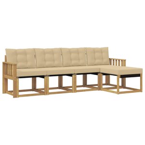 vidaXL Ensemble de canapés d'extérieur 5 Pièces Blanc et Beige