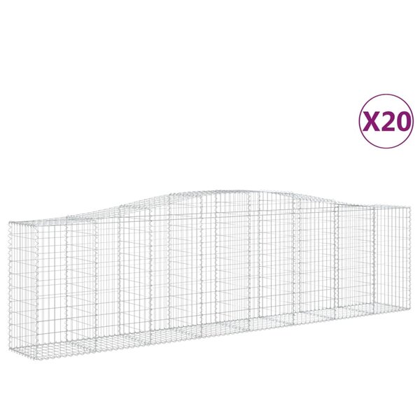 vidaXL Paniers à gabions arqués 20 Pièces 400x50x100/120 cm Fer galvanisé