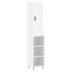 vidaXL Buffet haut Blanc brillant 34 5x34x180 cm Bois d'ingénierie