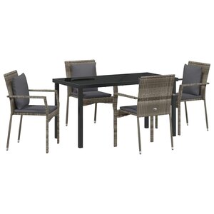 vidaXL Ensemble de salle à manger pour jardin 5 Pièces Gris Poly rotin