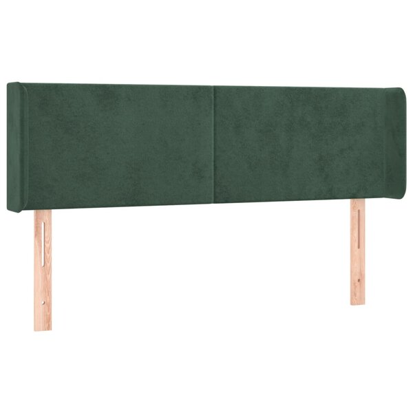 vidaXL Tête de lit avec oreilles Vert foncé 147x16x78/88 cm Velours