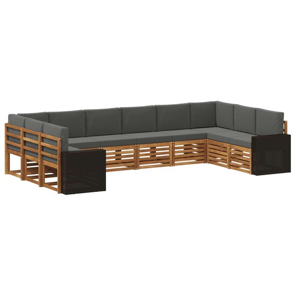 vidaXL Ensemble de canapés d'extérieur 10 pc Naturel et Anthracite