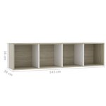 Vidaxl bibliothèque/meuble tv blanc et chêne sonoma 143 x 30 x 36 cm