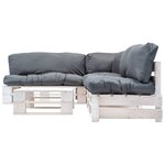 vidaXL Salon de jardin palette 4 Pièces avec coussins gris bois
