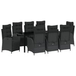 vidaXL Ensemble de salle à manger pour jardin 9 pc Noir polyrotin