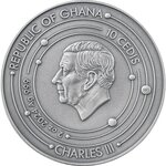 Pièce de monnaie en Argent 10 Cedis g 62.2 (2 oz) Millésime 2024 Solar System MERCURY