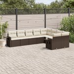 vidaXL Salon de jardin avec coussins 9 Pièces marron résine tressée