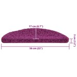 vidaXL Tapis d'escalier 30 pièces 56 x 17 x 3 cm Violet Demi-rond