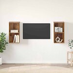 vidaXL Meuble TV mural 2 Pièces Bois ancien 37 x 37 x 72 cm
